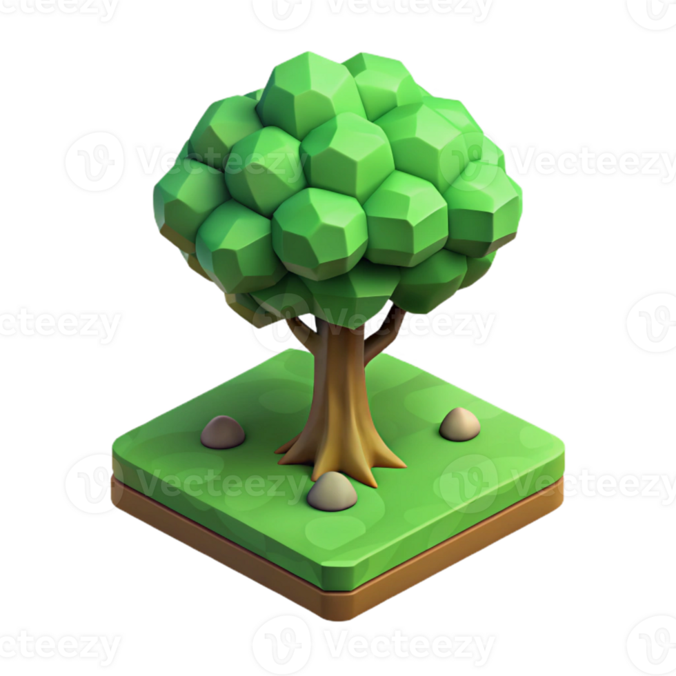 extraordinary classic Isometric Game Asset Tree Green Isolated Cutout high resolution png