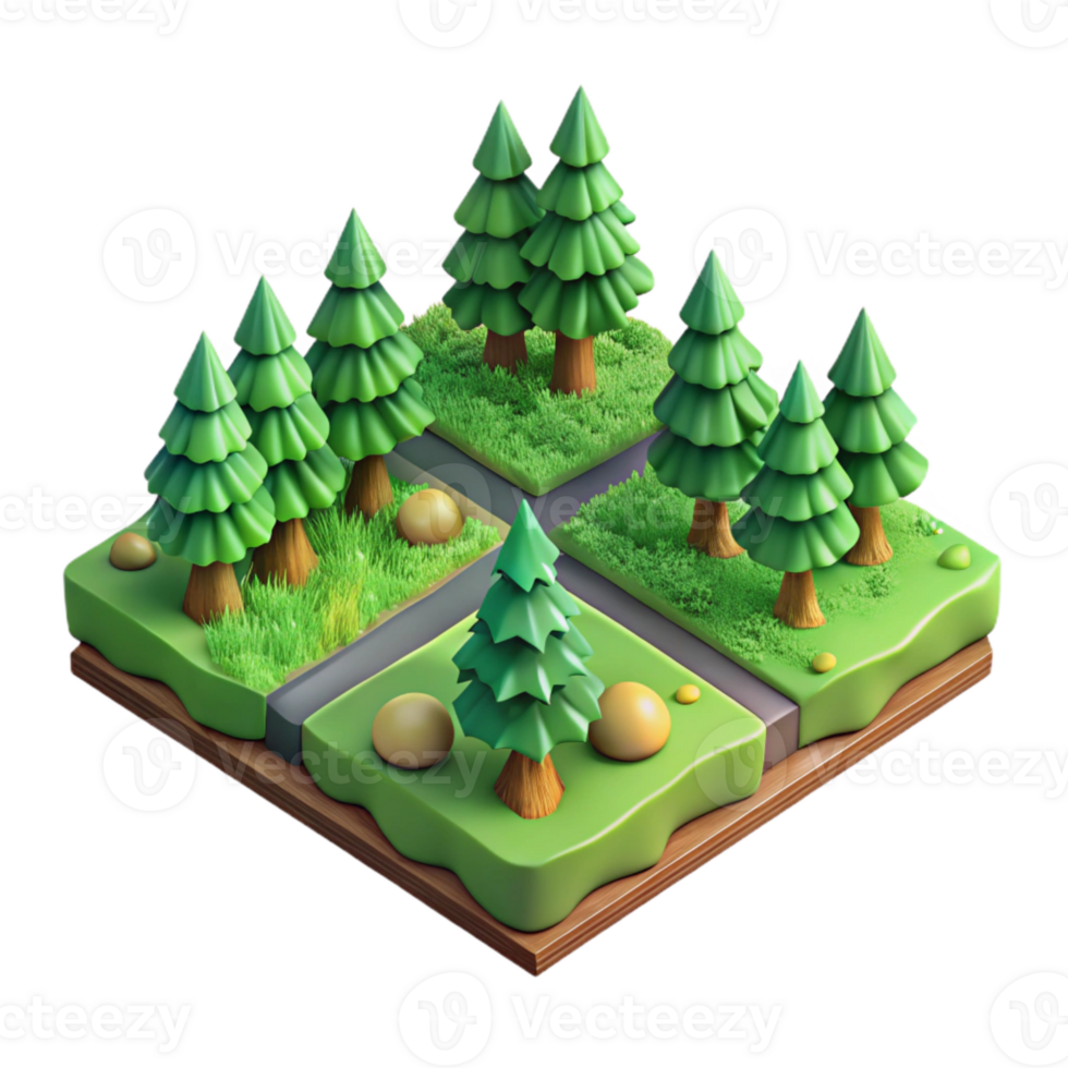 stunning vintage Isometric Forest Tile Cutout exclusive png
