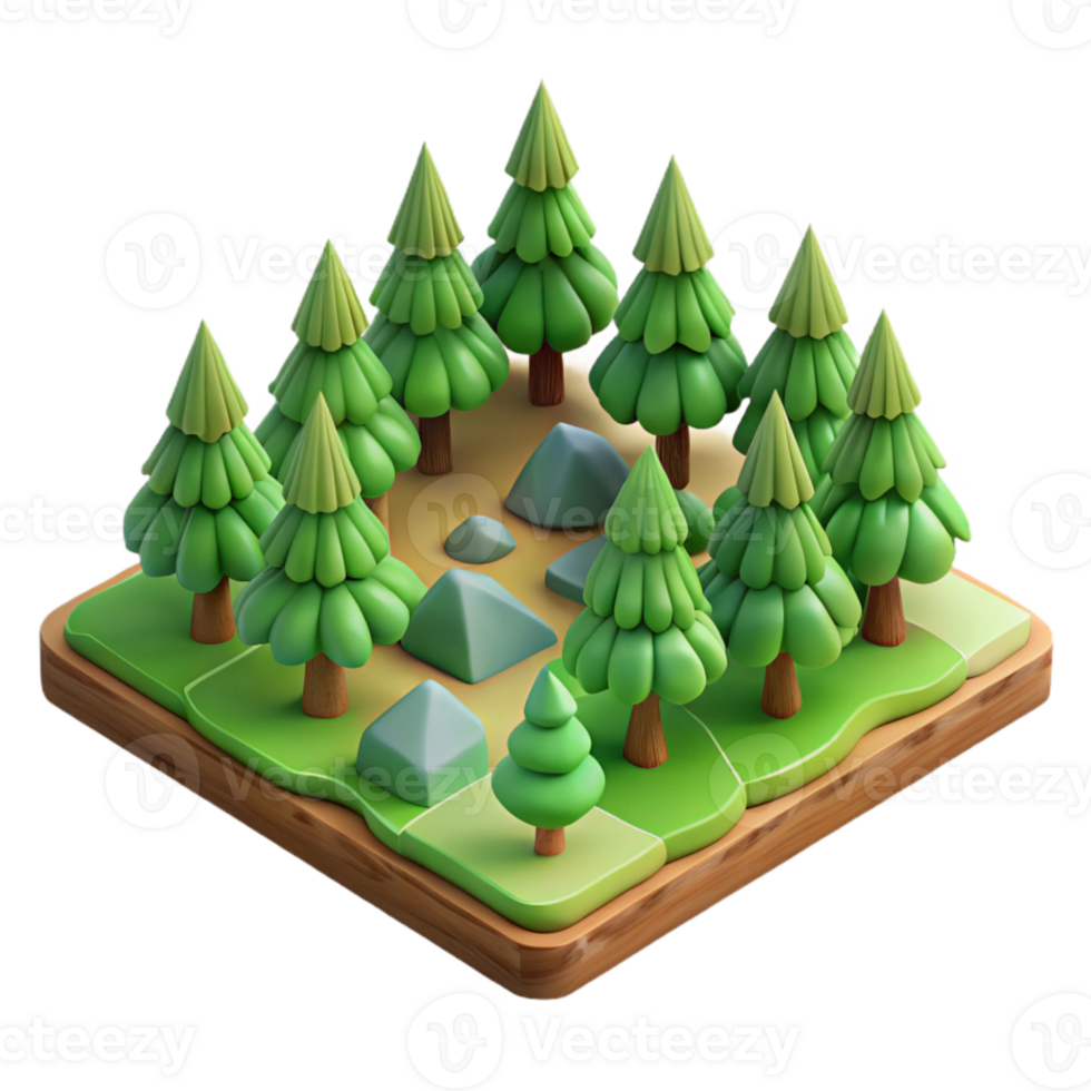 beautiful vintage Isometric Forest Tile Cutout detailed png