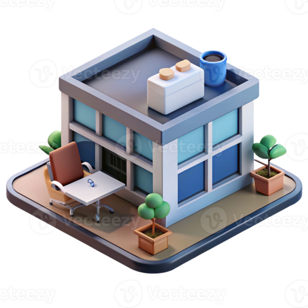 wonderful contemporary Isometric Office Building with Marketing Department Cutout original png