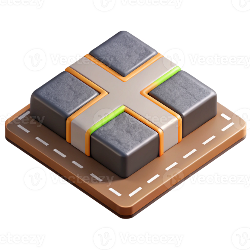 serene traditional Isometric Road Tile Transparent Background 4K png