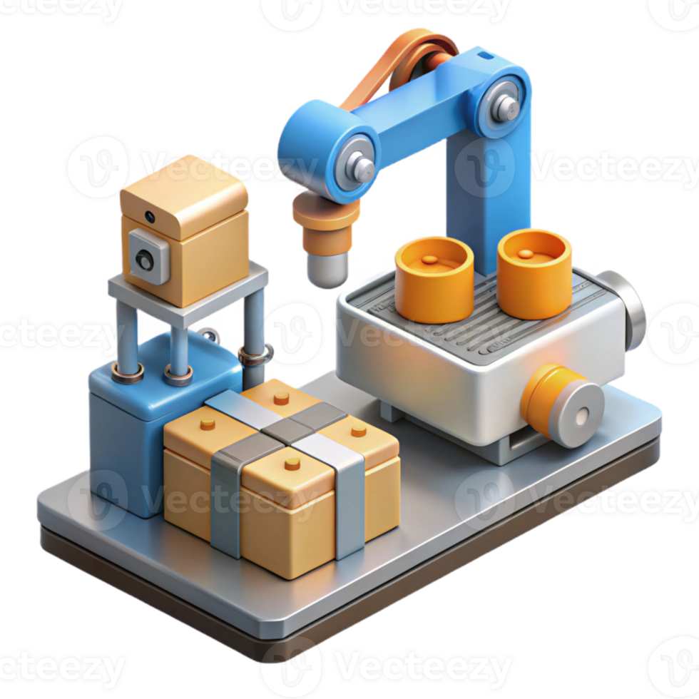 vibrant creative Isometric Robot Factory Assembly Line Isolated Element high quality png