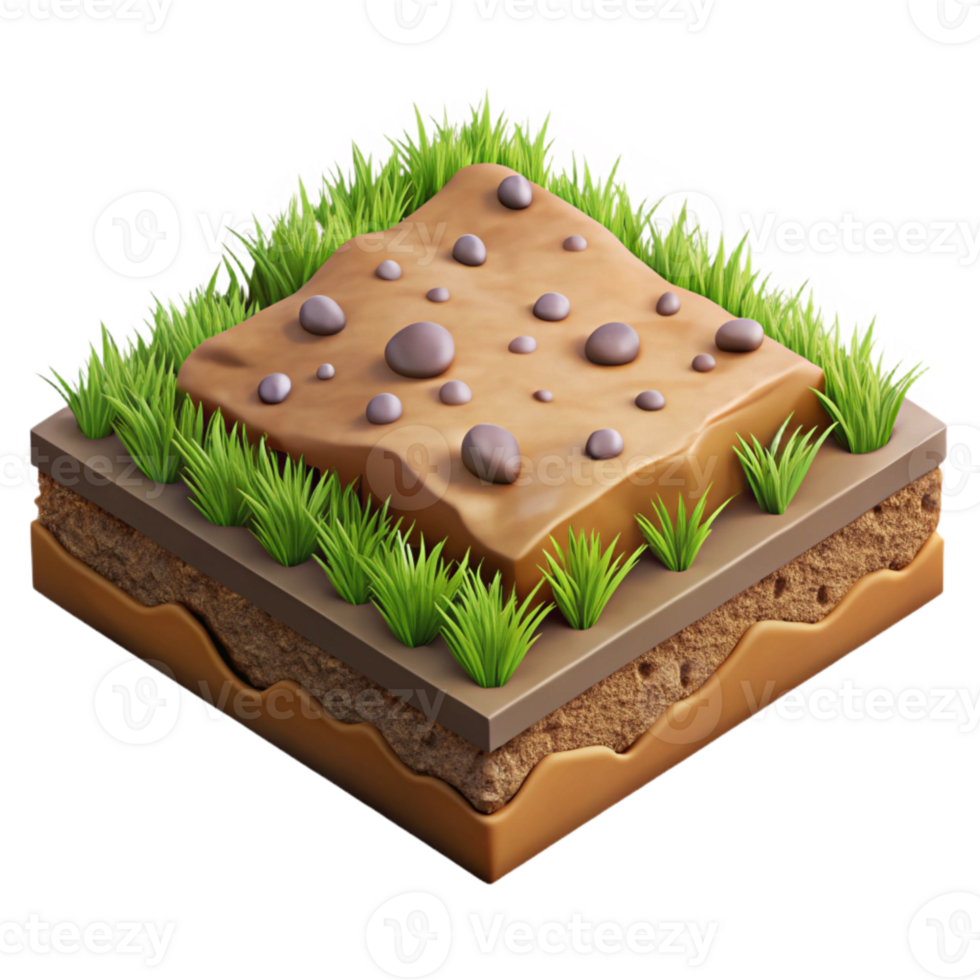 wonderful minimalist Isometric Terrain Grass and Dirt Isolated Cutout exclusive png