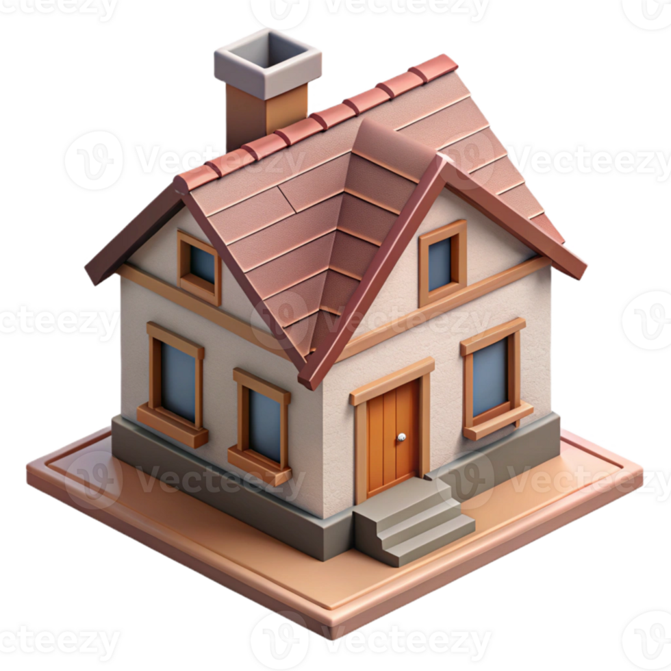 wonderful modern Isometric Village House Transparent Background exclusive png