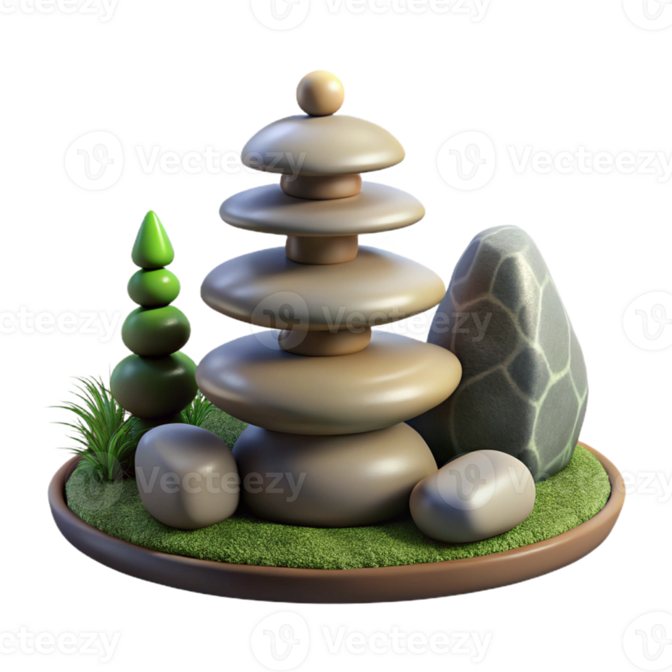 wonderful artistic Japanese Garden Zen Rock Arrangement Isolated premium png
