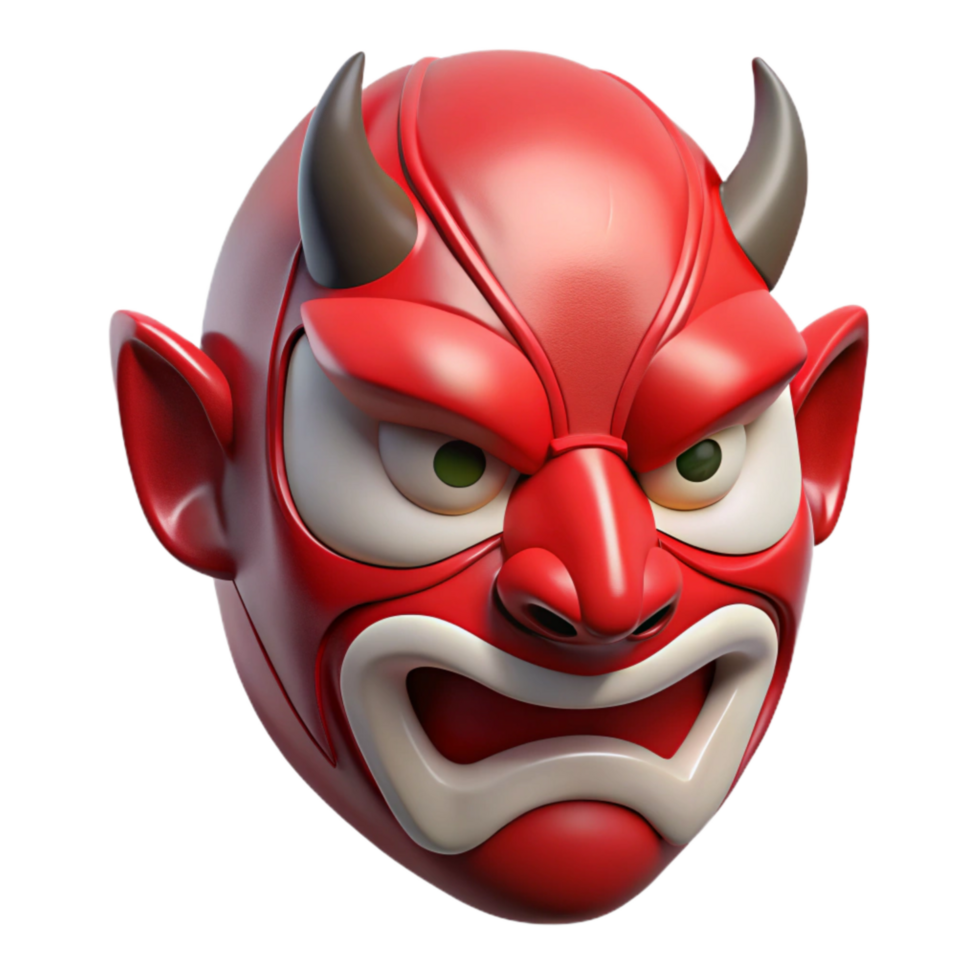 stunning abstract Kabuki Mask Dramatic Expression Red Paint Transparent Background genuine png