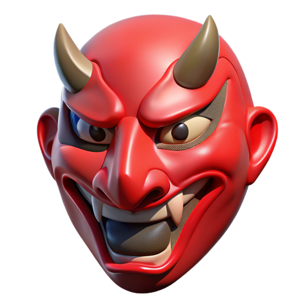 vibrant vintage Kabuki Mask Dramatic Expression Red Paint Transparent Background 4K png