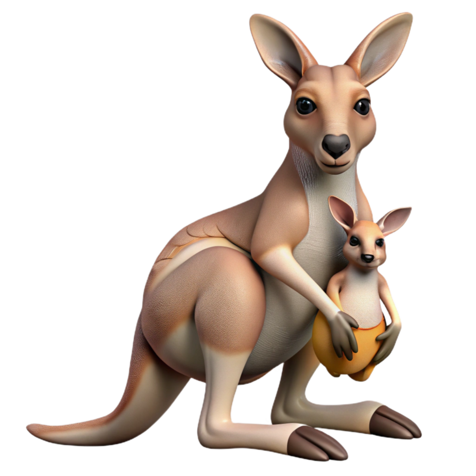 magnificent classic Kangaroo Isolated with Joey in Pouch professional png