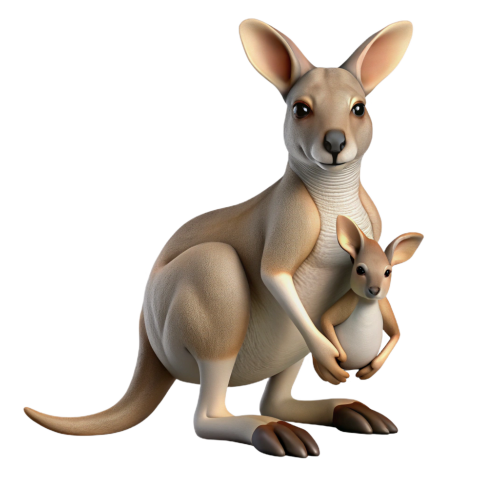 vibrant rustic Kangaroo Isolated with Joey in Pouch authentic png