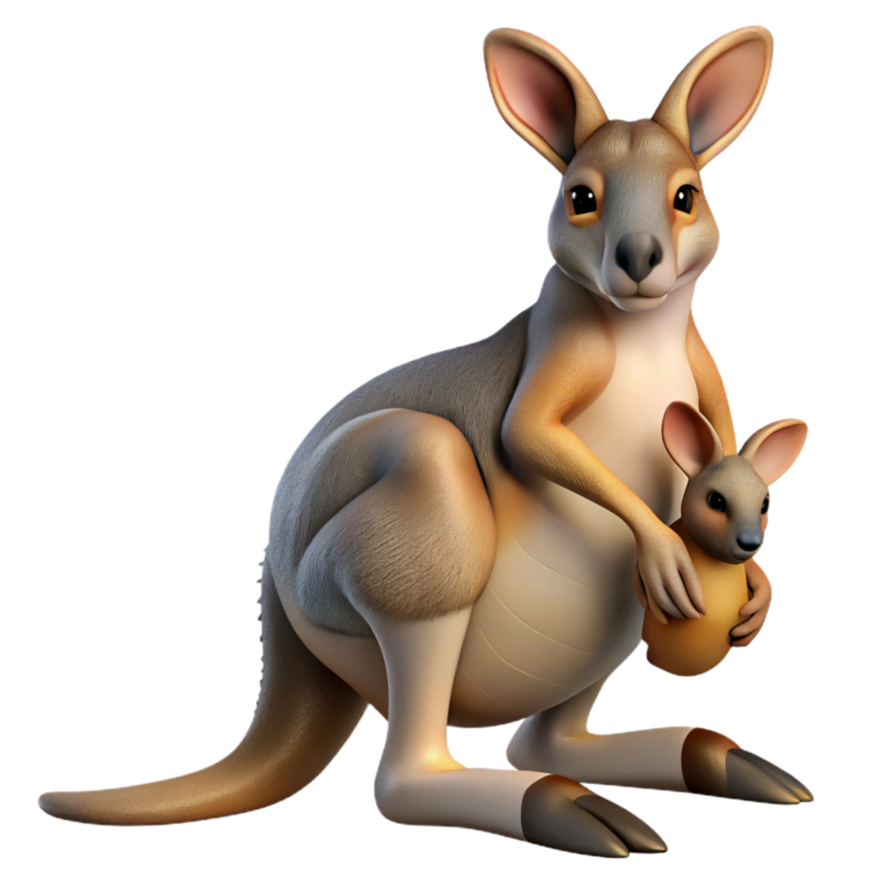 extraordinary creative Kangaroo Isolated with Joey in Pouch genuine png