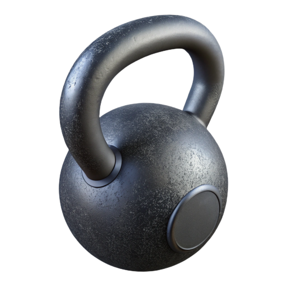 dramatic creative Kettlebell Black with Handle Isolated Transparent Background 4K png