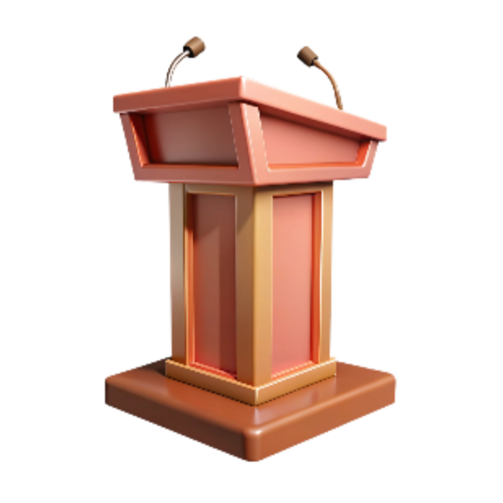 serene modern Keynote Speaker Podium with Front View Isolated original png