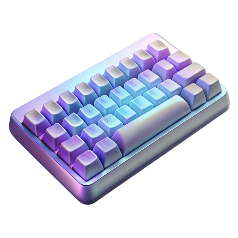 magnificent artistic Keyboard with Backlit Keys Top View Transparent genuine png