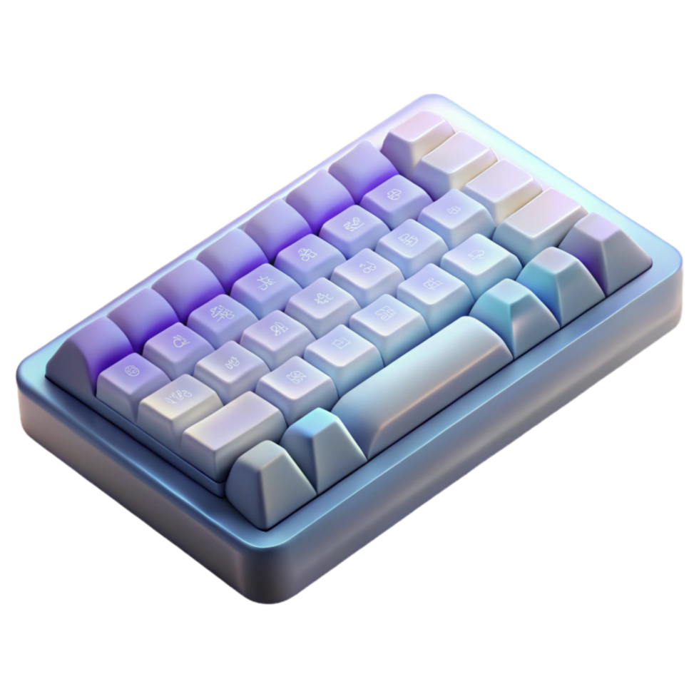dramatic contemporary Keyboard with Backlit Keys Top View Transparent detailed png