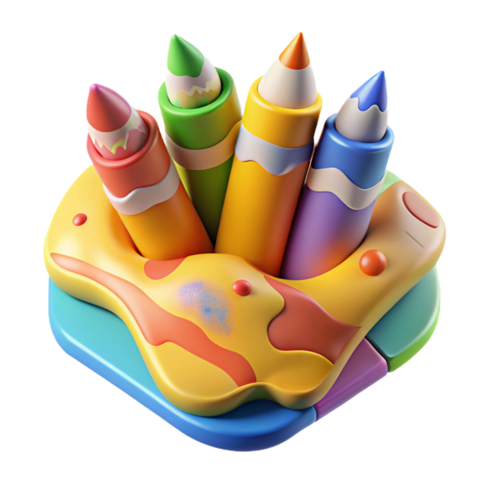 stunning minimalist Kids Drawing with Crayons Colorful Transparent Background high resolution png