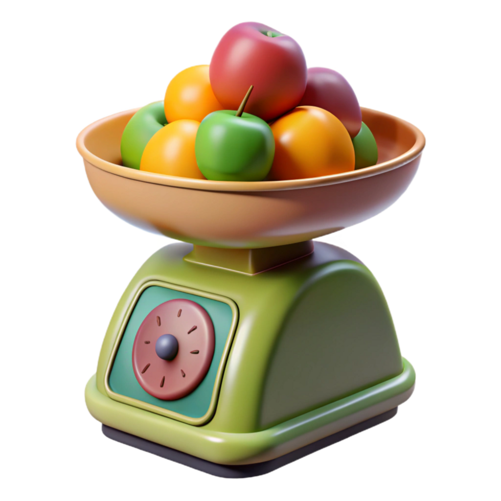 impressive modern Kitchen Scale with Fruits Isolated high quality png