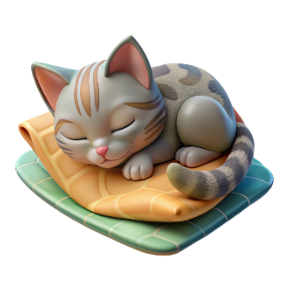 serene rustic Kitten Sleeping on a Blanket Cutout Isolated 4K png