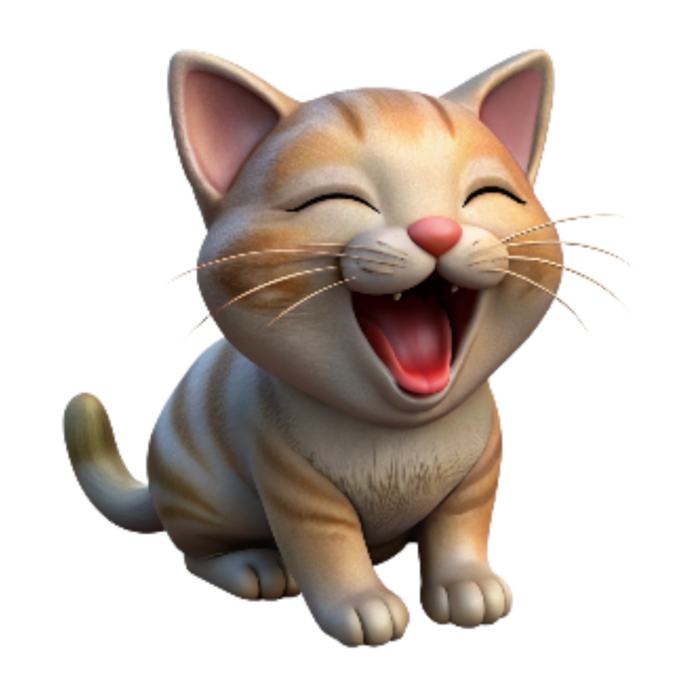 elegant creative Kitten Yawning Cutout Isolated 4K png