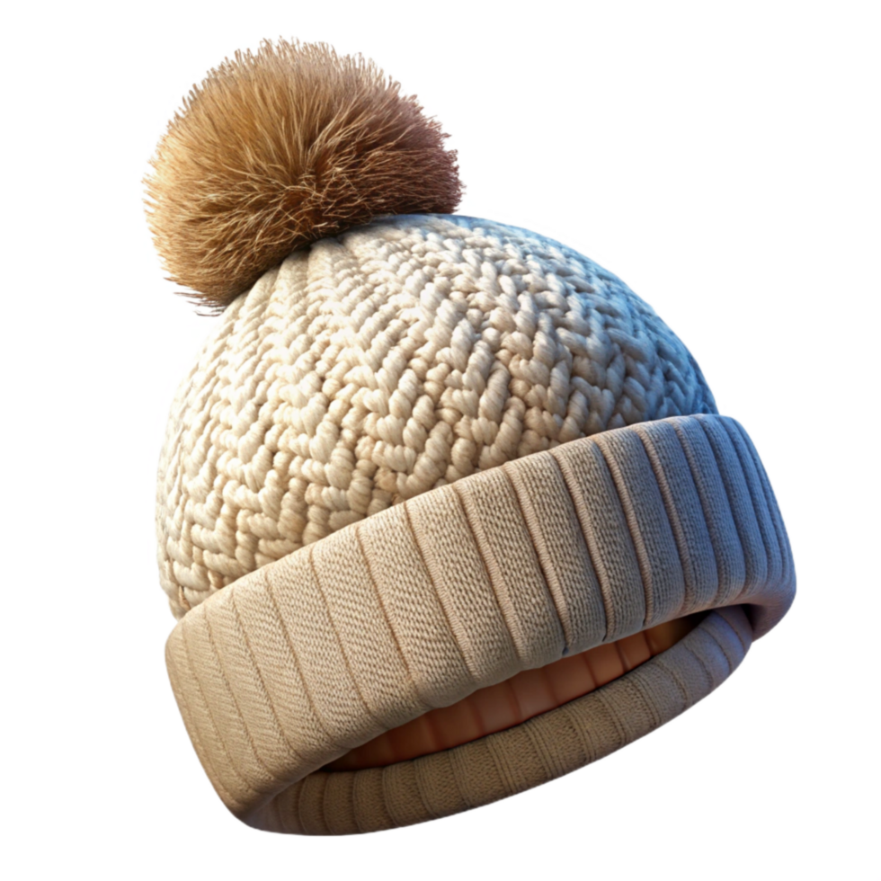 wonderful abstract Knitted Winter Hat with Pom Pom Isolated 4K png