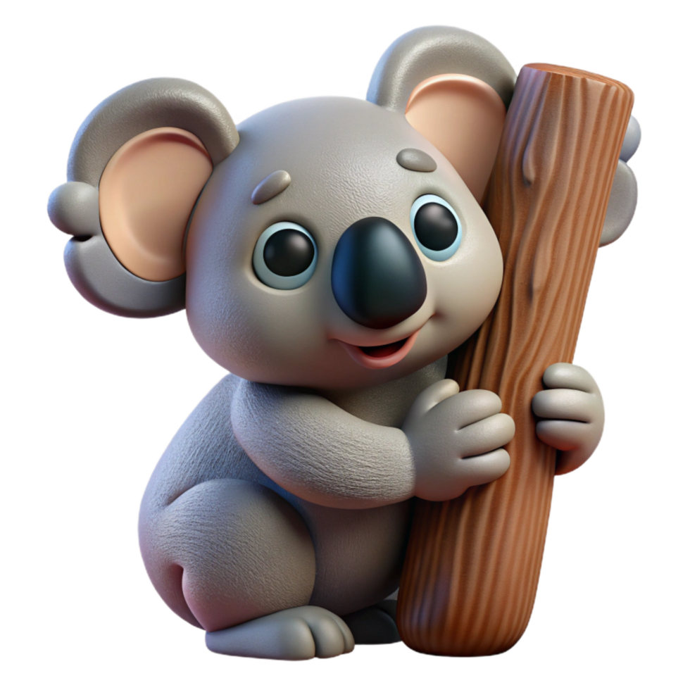 dramatic minimalist Koala Bear Transparent Background Hugging Tree exclusive png