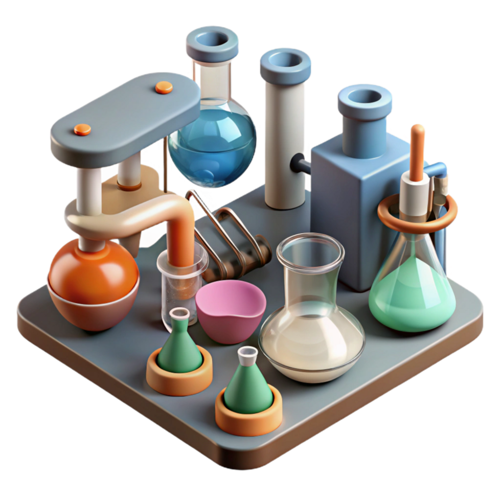 extraordinary rustic Laboratory Equipment Assortment Top View Isolated genuine png