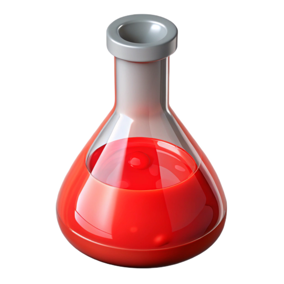 extraordinary creative Laboratory Flask with Red Liquid Transparent Background 4K png