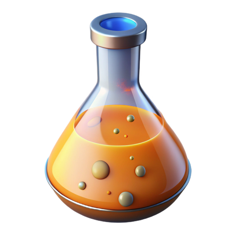 wonderful artistic Laboratory Flask with Bubbling Liquid Isolated exclusive png