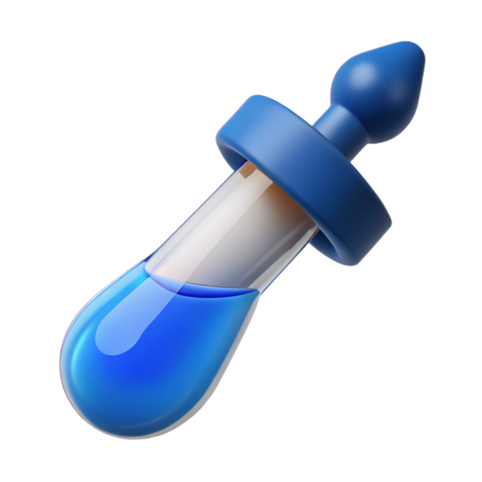 elegant artistic Laboratory Pipette with Blue Liquid Isolated high resolution png