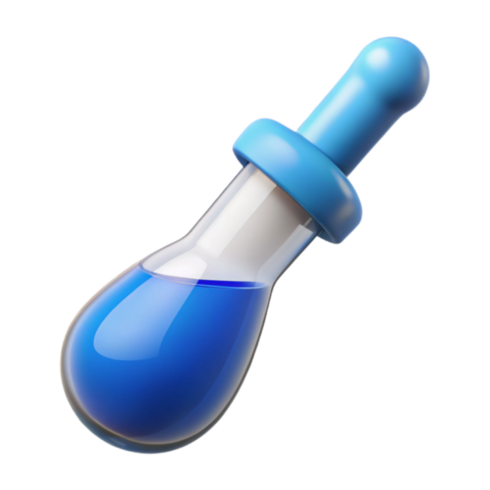 magnificent minimalist Laboratory Pipette with Blue Liquid Isolated genuine png
