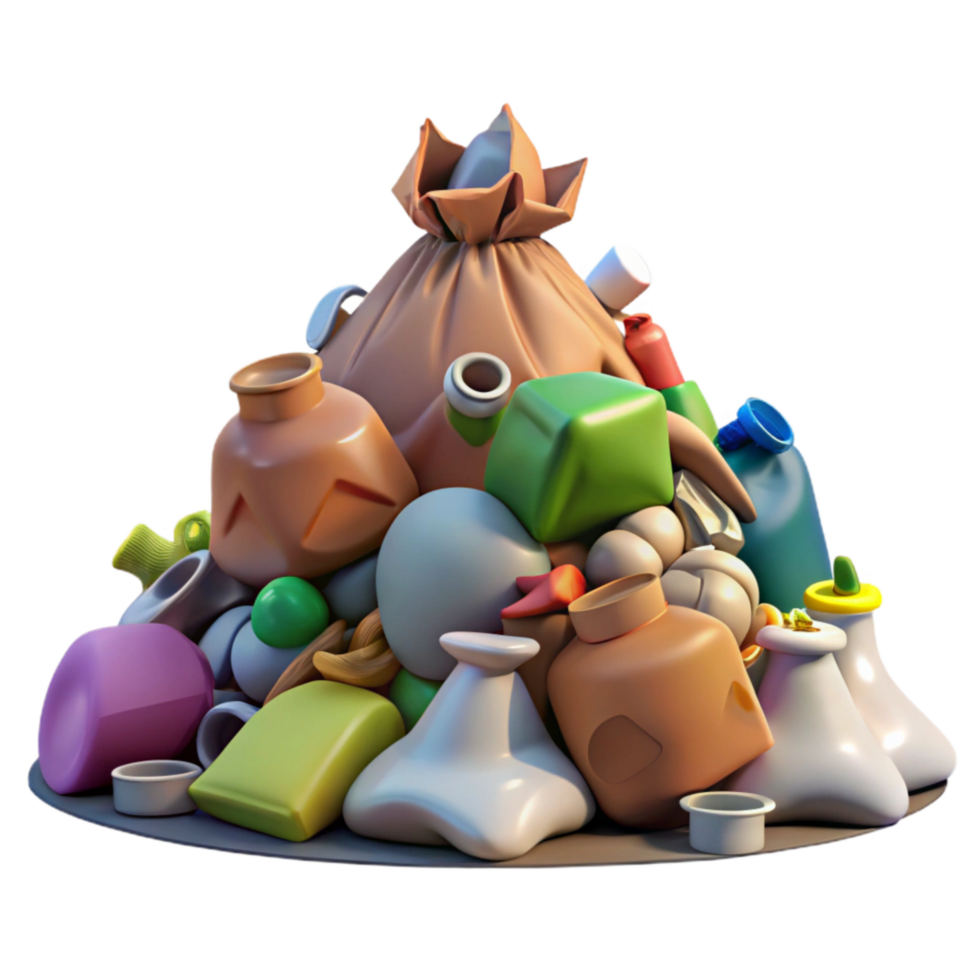 beautiful traditional Landfill Trash Piles Overflowing Transparent Background 4K png