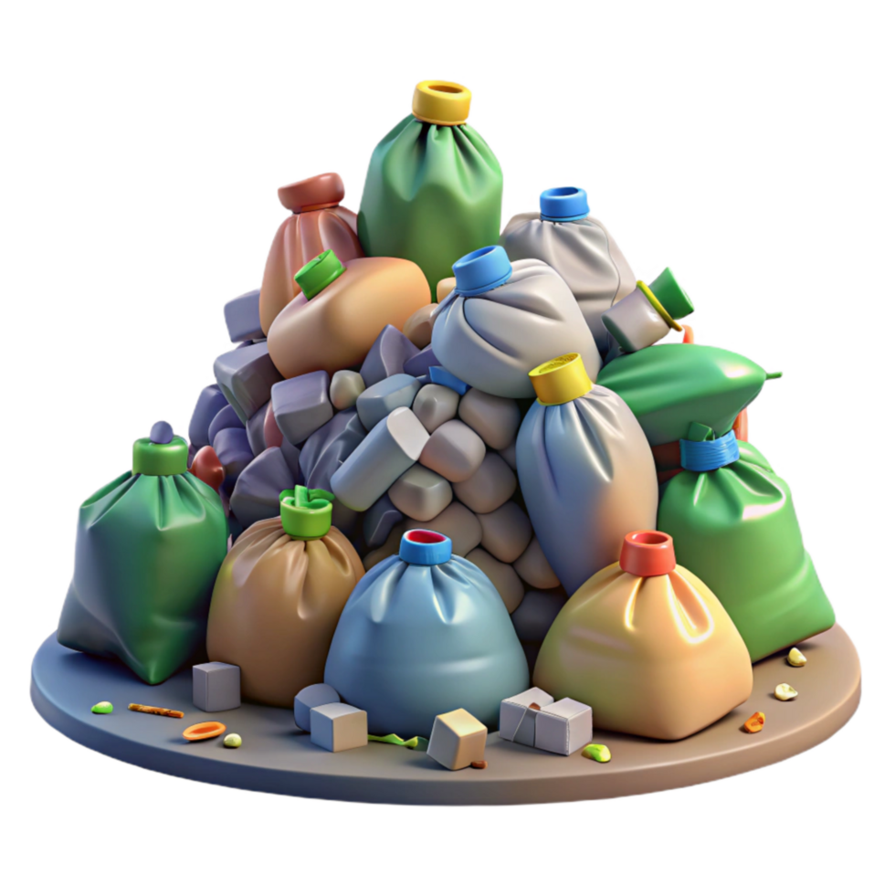 vibrant minimalist Landfill Trash Piles Overflowing Transparent Background professional png