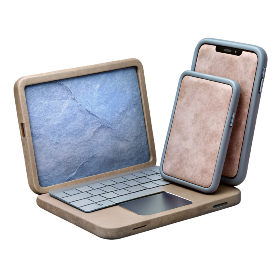 vibrant modern Laptop and Smartphone Side by Side Cutout 4K png