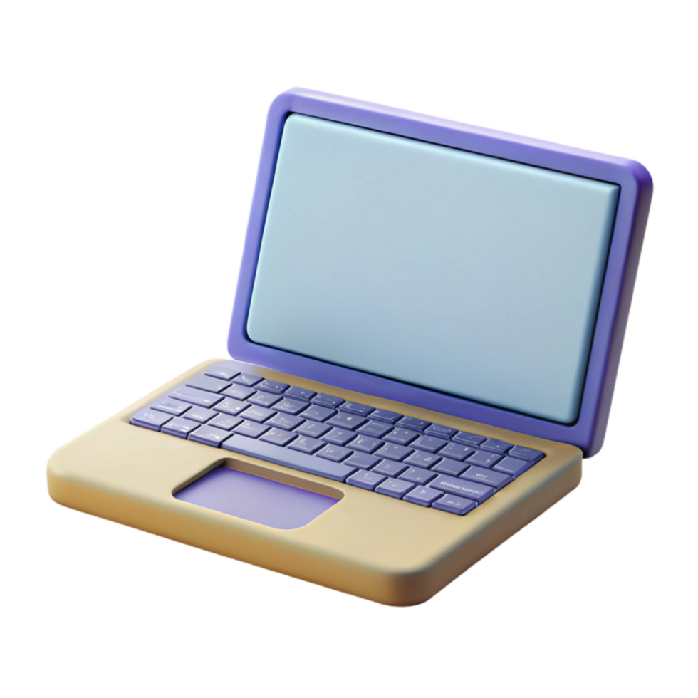 wonderful contemporary Laptop with Blank Screen Angled View Transparent Background high resolution png