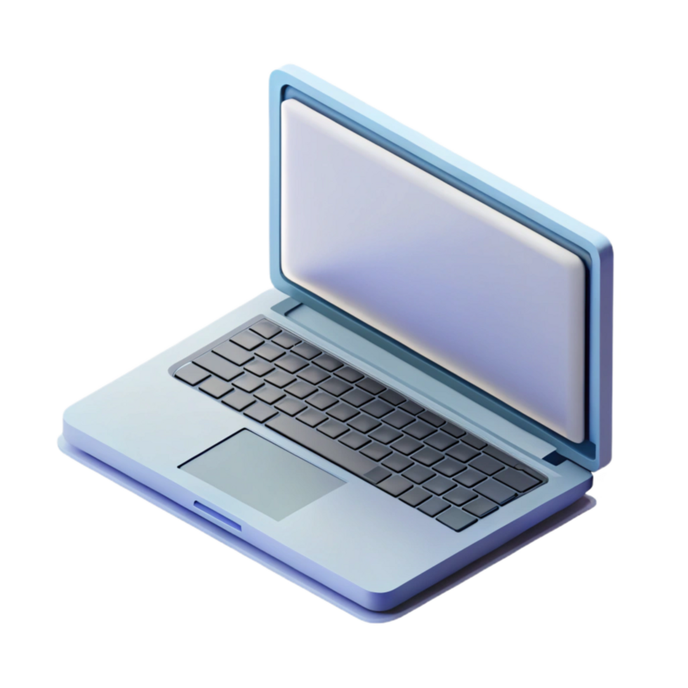 wonderful vintage Laptop with Blank Screen Angled View Transparent Background professional png