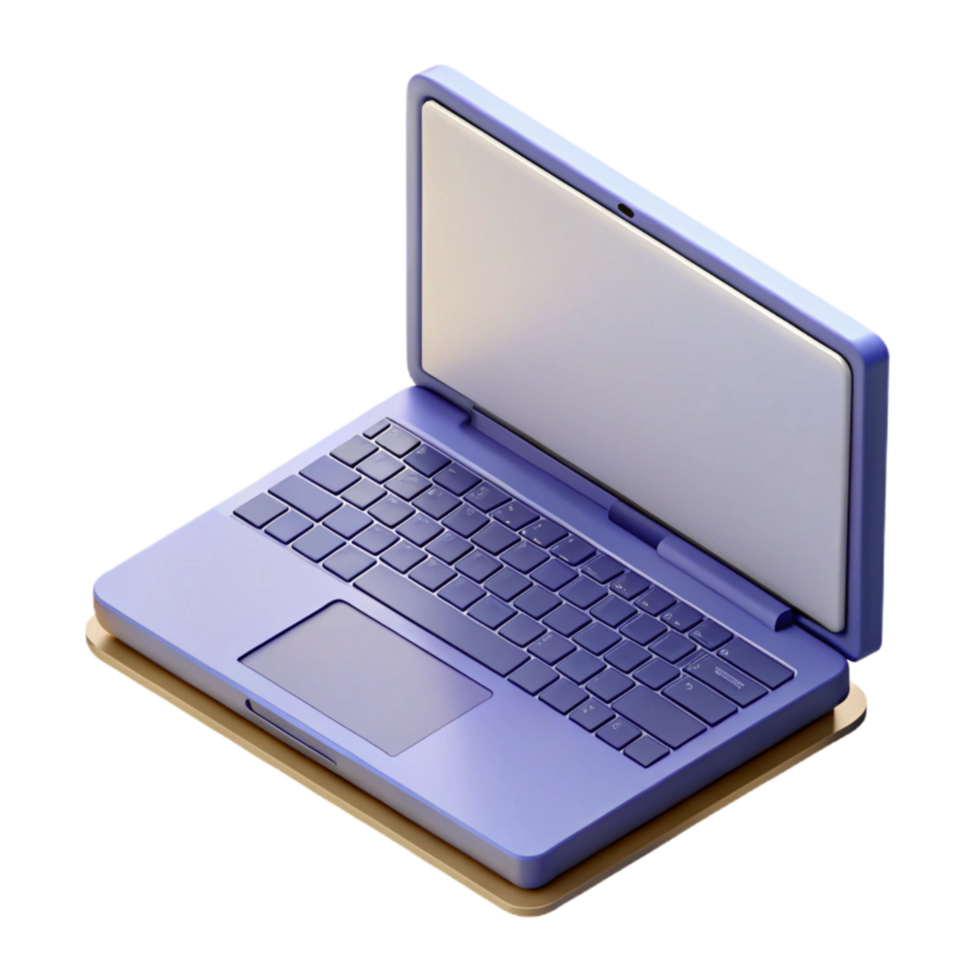 impressive vintage Laptop with Blank Screen Angled View Transparent Background high quality png