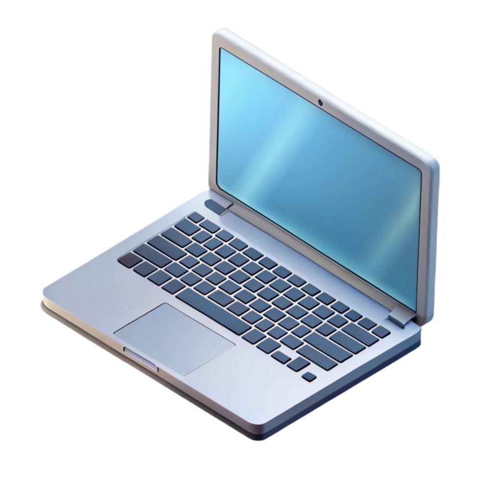 dramatic abstract Laptop with Blank Screen Angled View Transparent Background high quality png