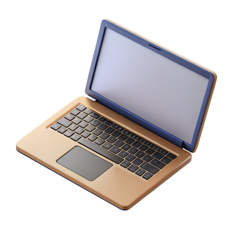 magnificent minimalist Laptop with Blank Screen Angled View Transparent Background authentic png