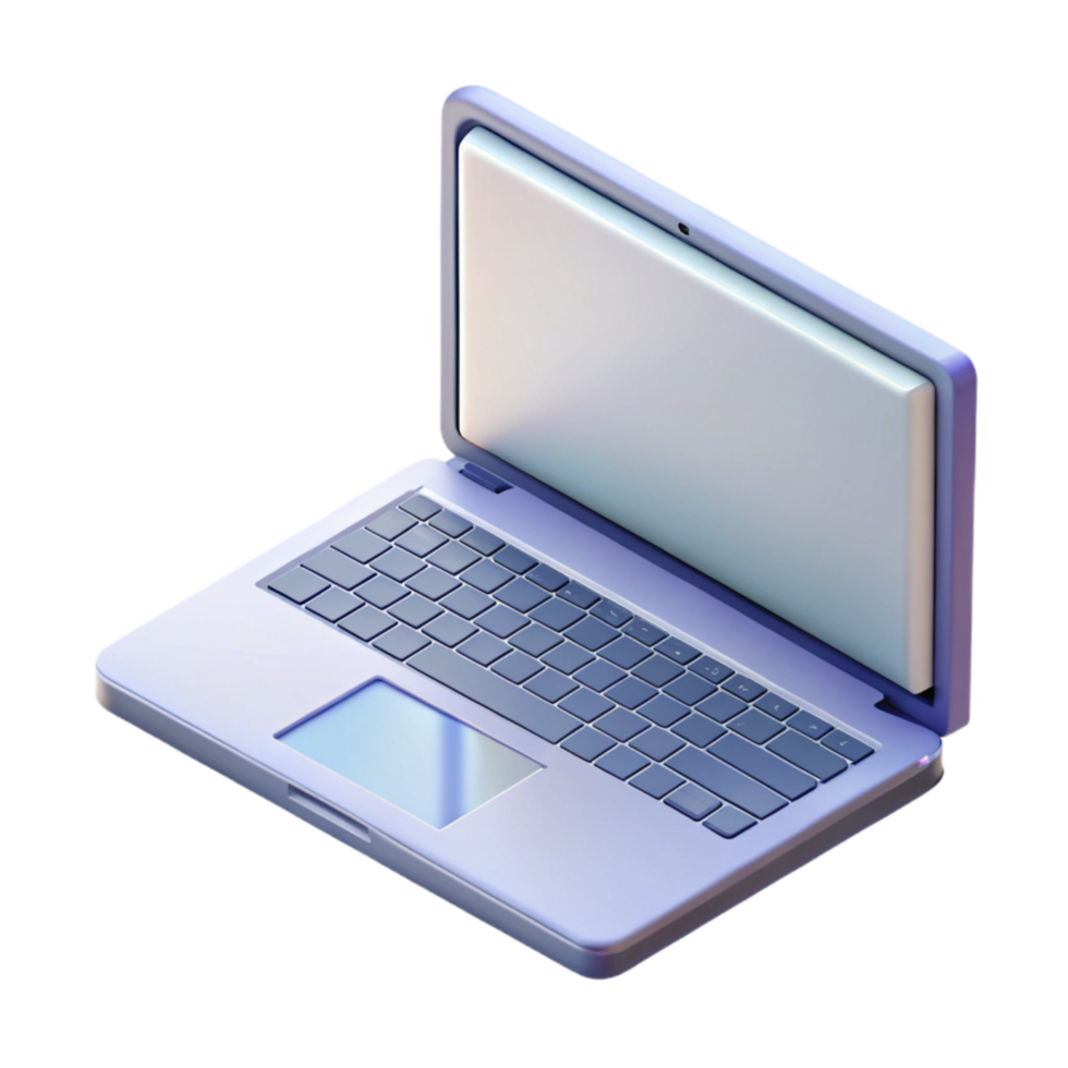 vibrant minimalist Laptop with Blank Screen Angled View Transparent Background authentic png