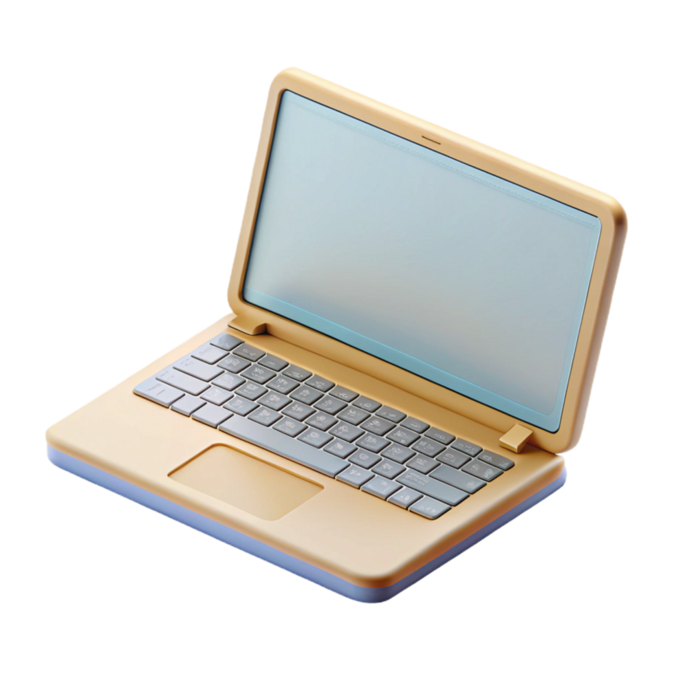 impressive artistic Laptop with Blank Screen Angled View Transparent Background high quality png