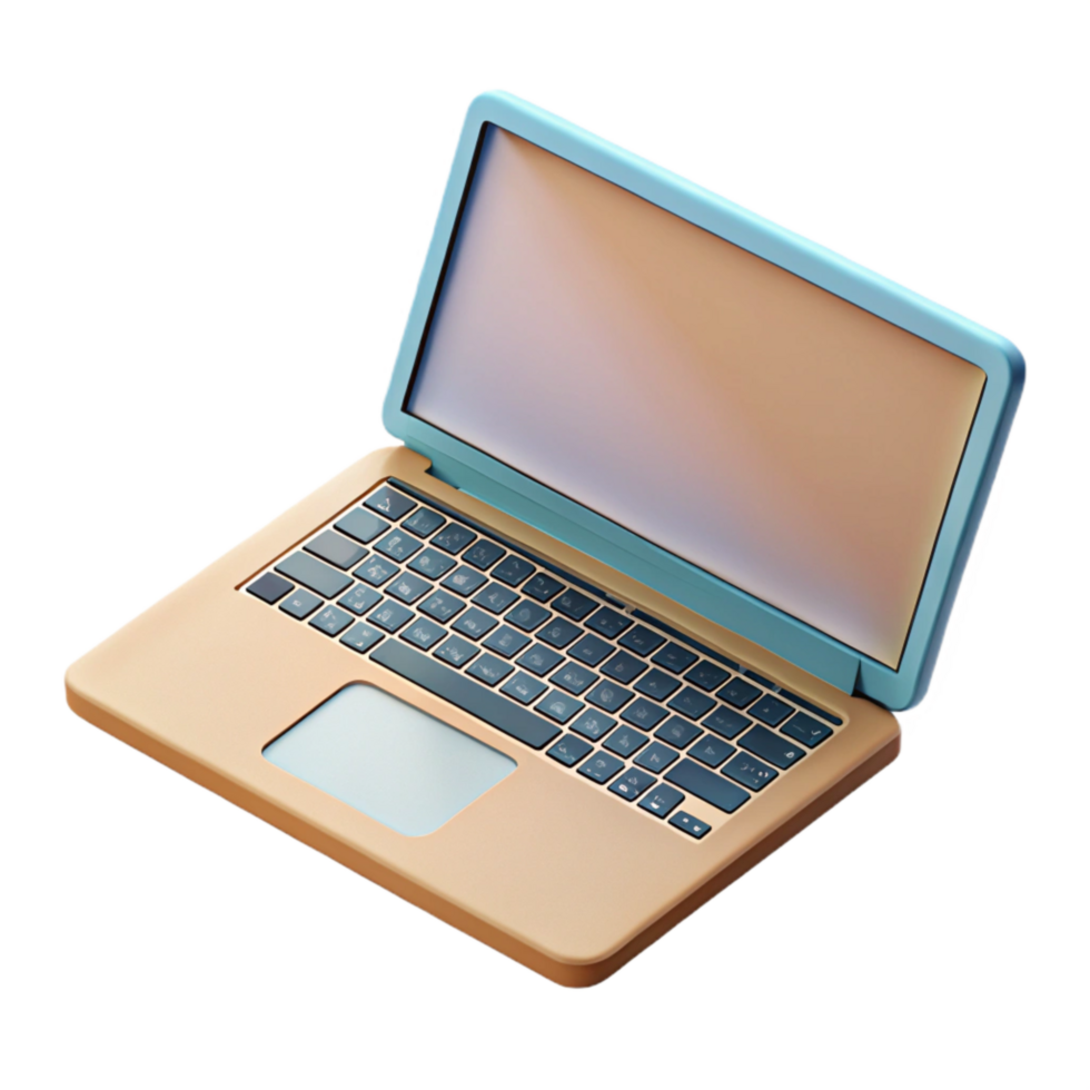 impressive traditional Laptop with Blank Screen Angled View Transparent Background authentic png