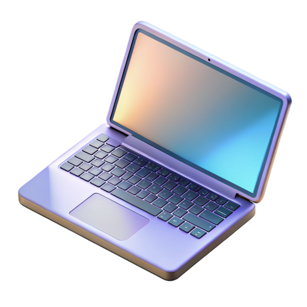 dramatic minimalist Laptop with Blank Screen Angled View Transparent Background professional png