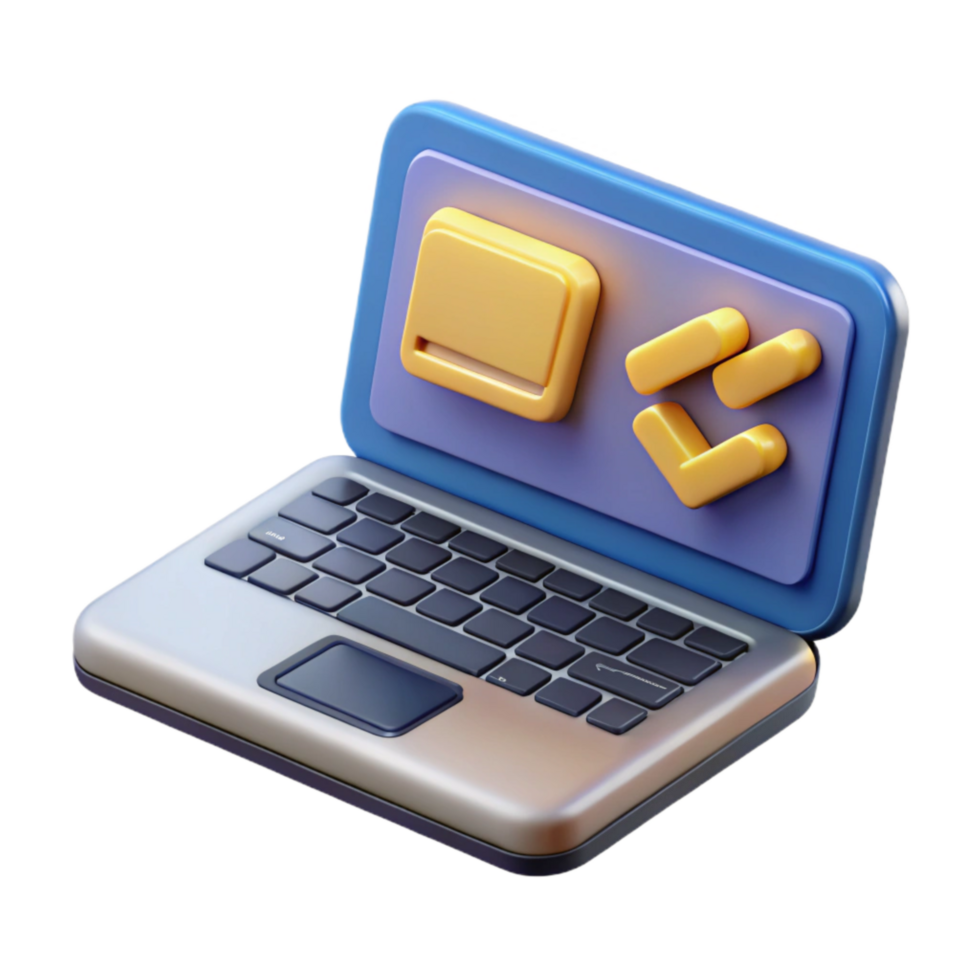 sereno rústico computador portátil com codificação interface isolado elemento profissional png