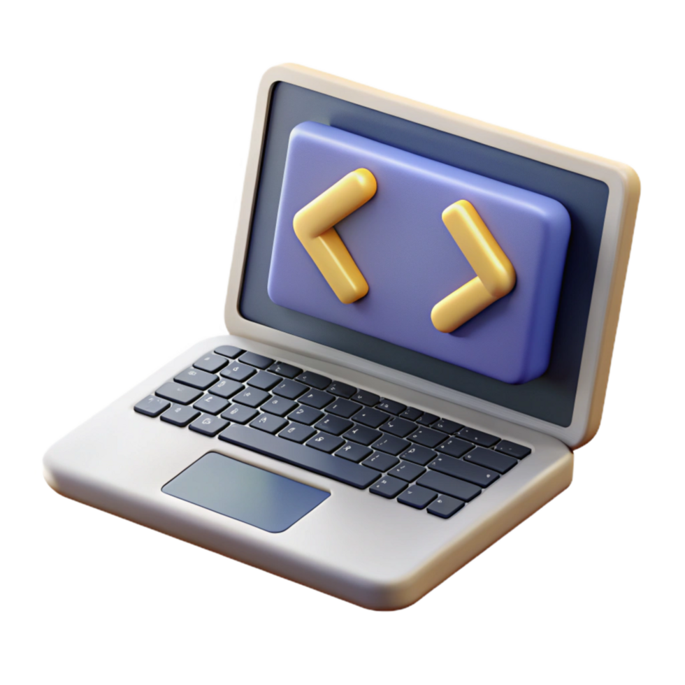 stunning artistic Laptop with Coding Screen Top View Cutout detailed png