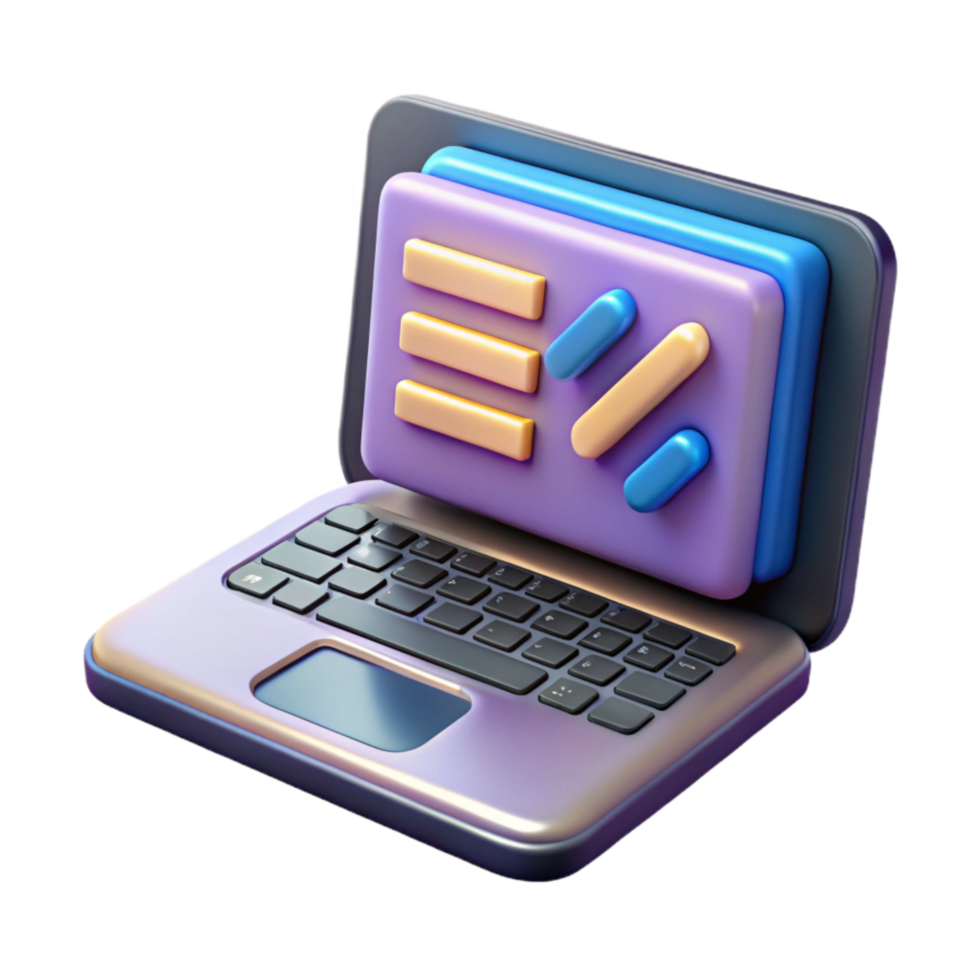 wonderful rustic Laptop with Coding Interface Isolated Element 4K png