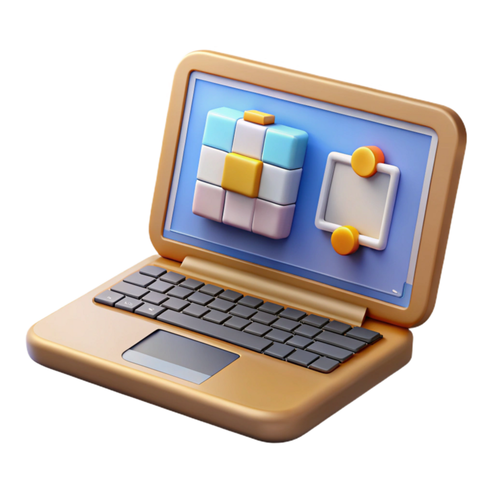 magnificent minimalist Laptop with Design Software Interface Isolated Element exclusive png