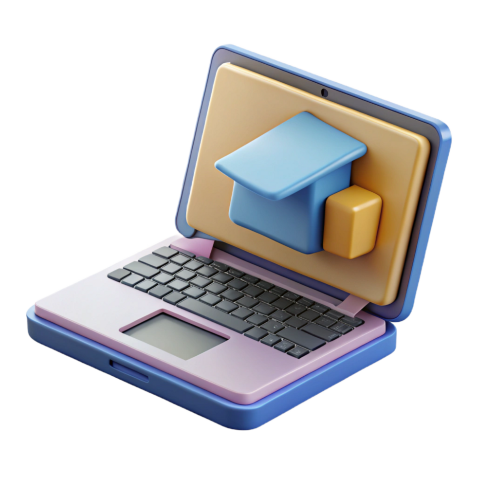 wonderful contemporary Laptop with Online Learning Platform Isolated professional png
