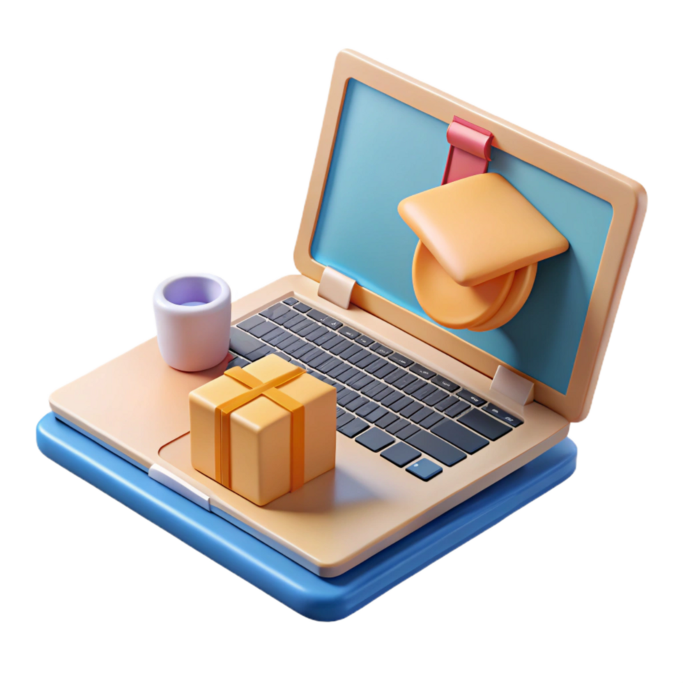 stunning modern Laptop with Online Learning Platform Isolated authentic png