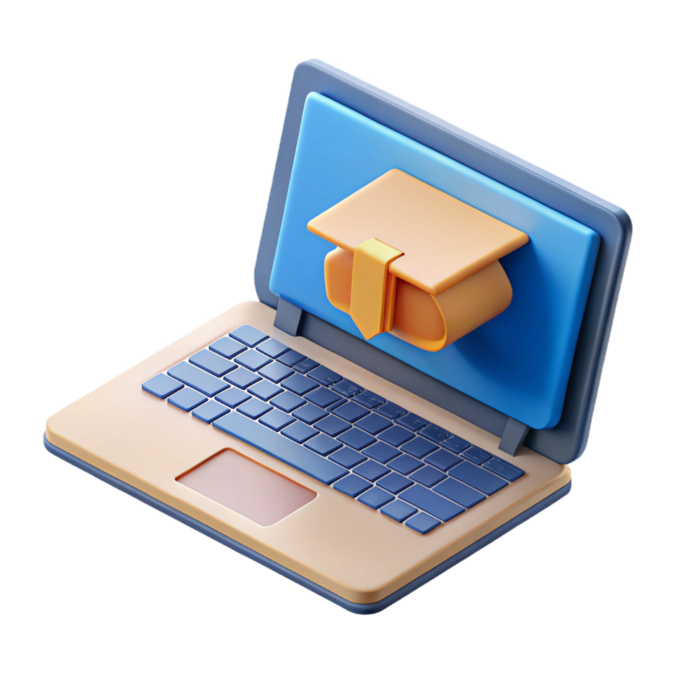 elegant creative Laptop with Online Learning Platform Isolated high quality png