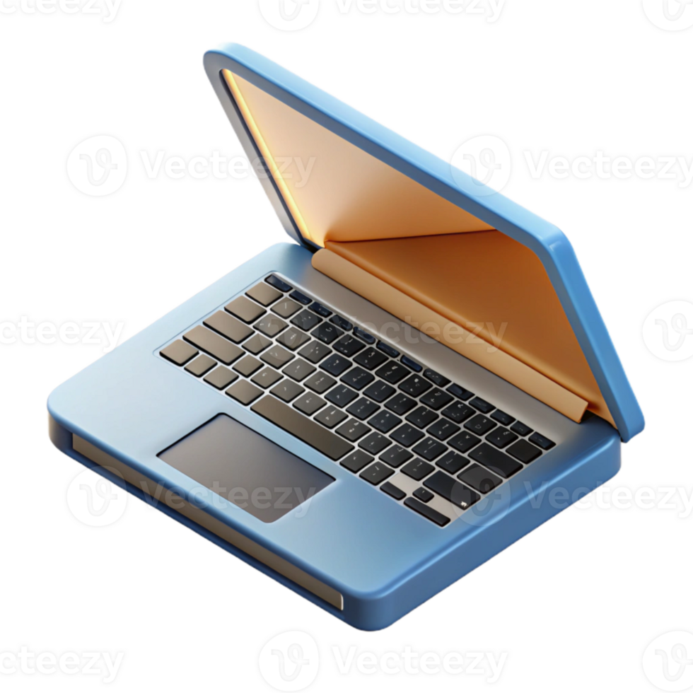 beautiful abstract Laptop with Open Lid Top View on Transparent Background genuine png