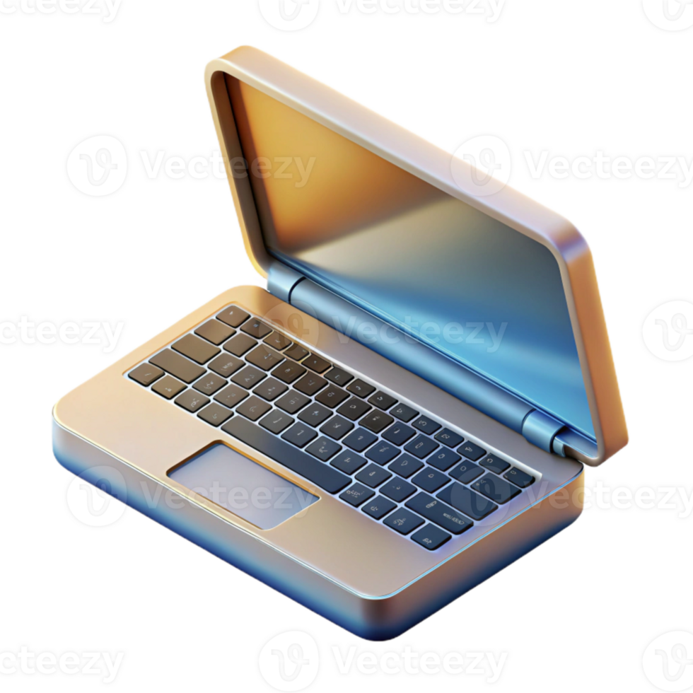vibrant contemporary Laptop with Open Lid Top View on Transparent Background 4K png